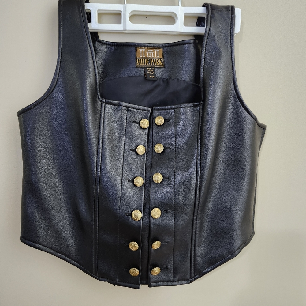 Leather Vest with Gold Accents